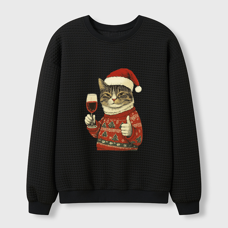 Tokyo-Tiger Christmas Cat Likes Waffle Sweatshirt