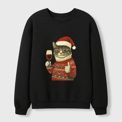 Tokyo-Tiger Christmas Cat Likes Waffle Sweatshirt