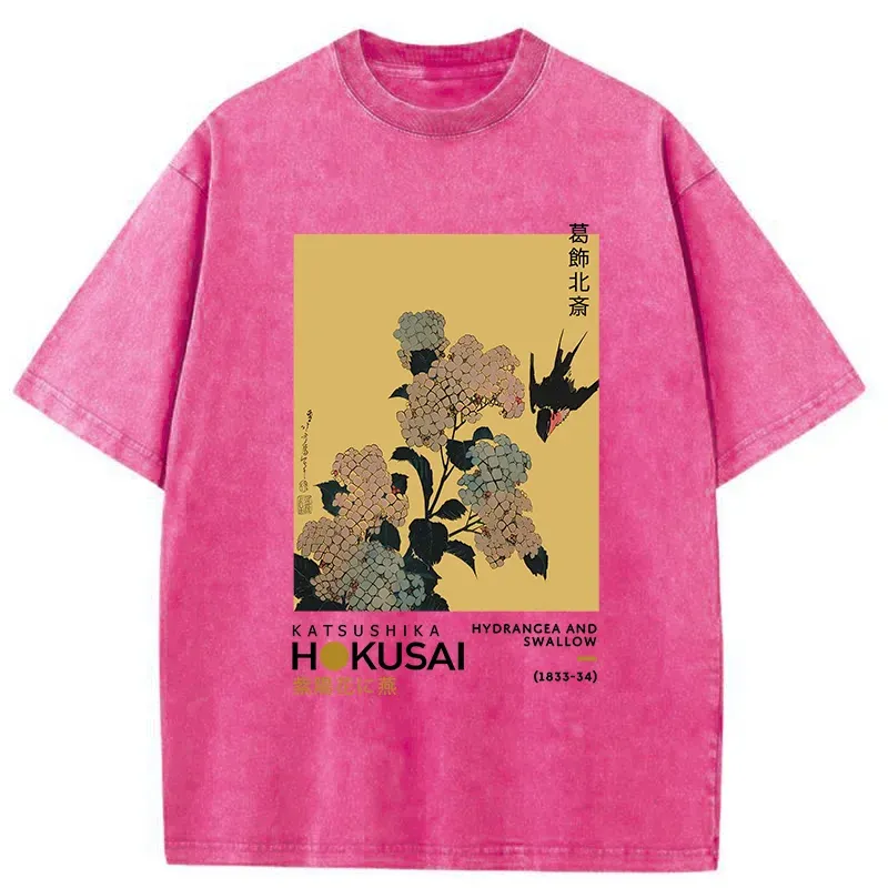 Tokyo-Tiger Japanese Traditional Flowers Washed T-Shirt