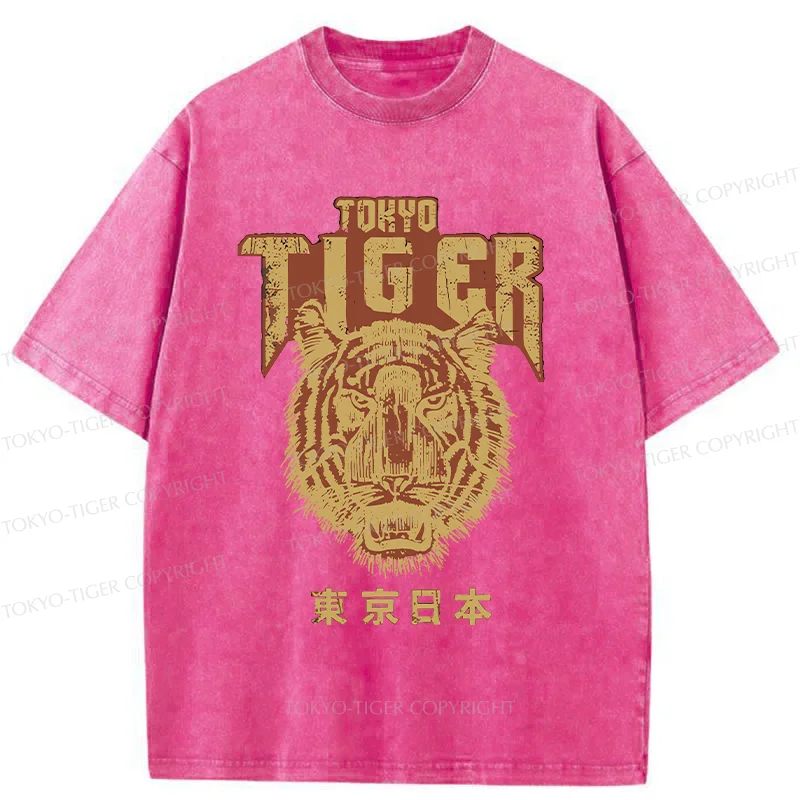 Tokyo-Tiger Retro Tiger Japanese Washed T-Shirt
