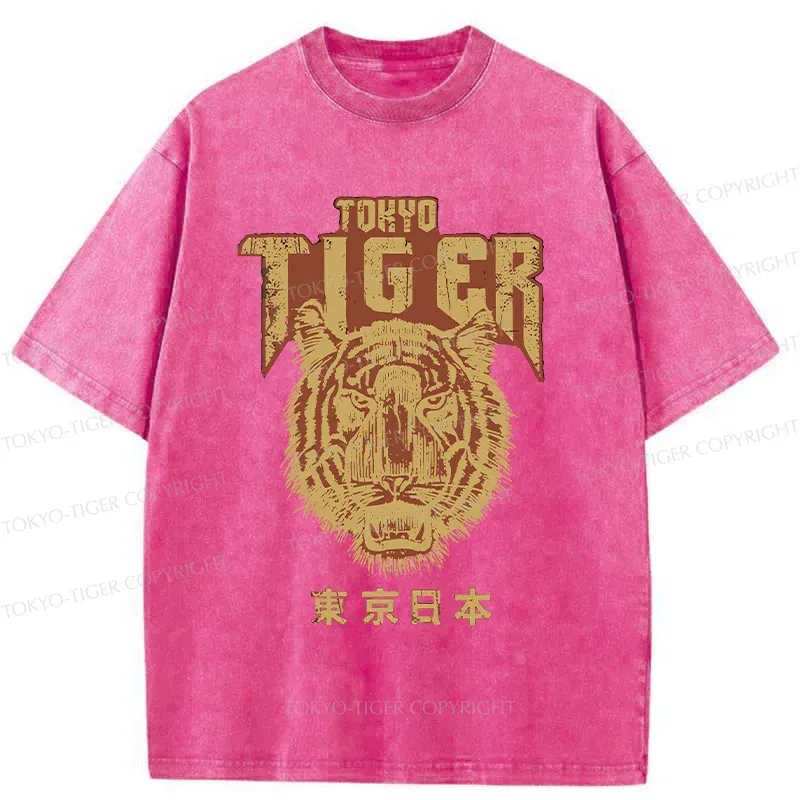 Tokyo-Tiger Retro Tiger Japanese Washed T-Shirt