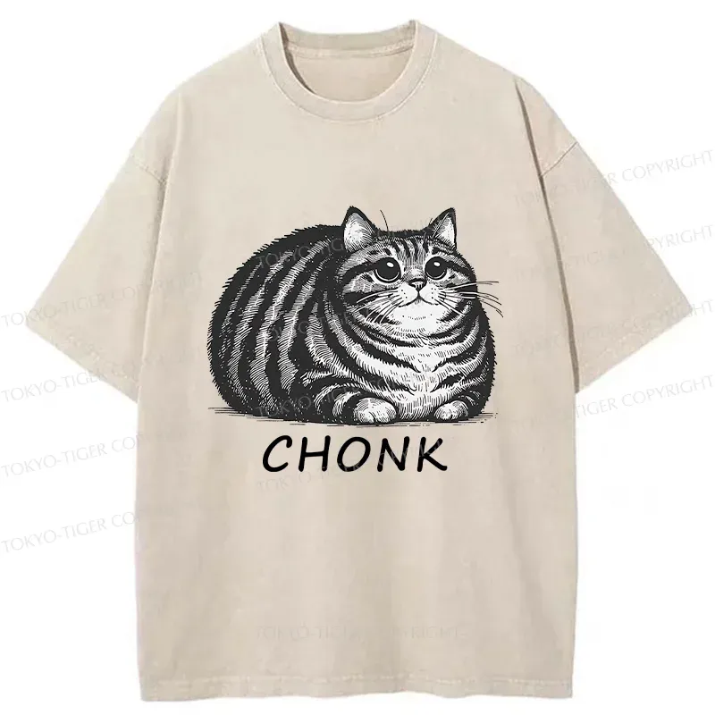 Tokyo-Tiger Fat Cat Funny Washed T-Shirt Sale