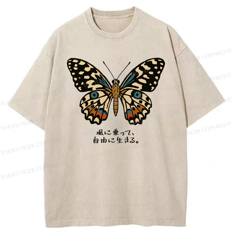 Tokyo-Tiger The Vintage Butterfly Washed T-Shirt