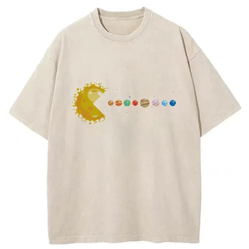 Tokyo-Tiger Funny Planet Game Washed T-Shirt