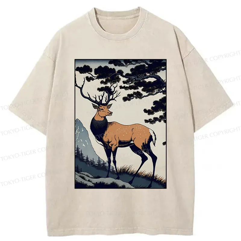 Tokyo-Tiger Japanese Traditional Deer Washed T-Shirt