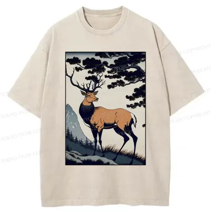 Tokyo-Tiger Japanese Traditional Deer Washed T-Shirt