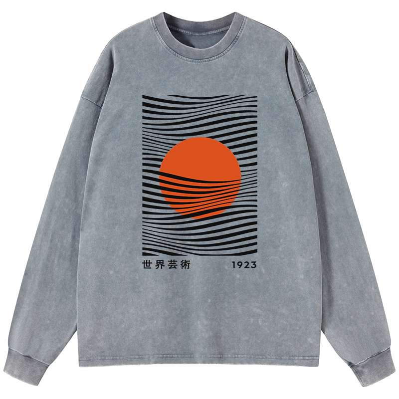 Tokyo-Tiger Minimalist Art Sun Washed Long Sleeve T-Shirt
