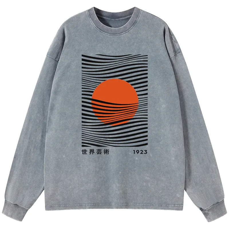Tokyo-Tiger Minimalist Art Sun Washed Long Sleeve T-Shirt