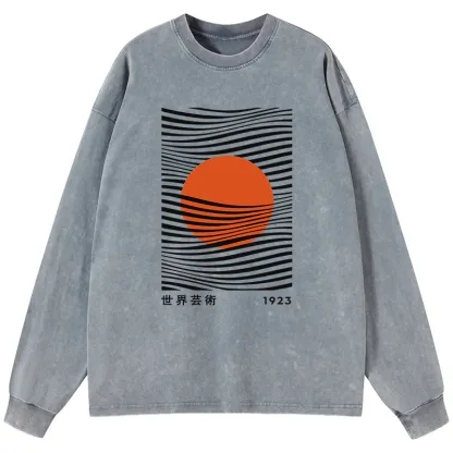 Tokyo-Tiger Minimalist Art Sun Washed Long Sleeve T-Shirt