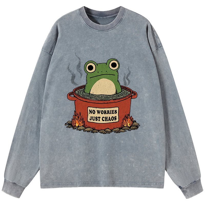 Tokyo-Tiger Frog：No Worries，Just Chaos Washed Long Sleeve T-Shirt