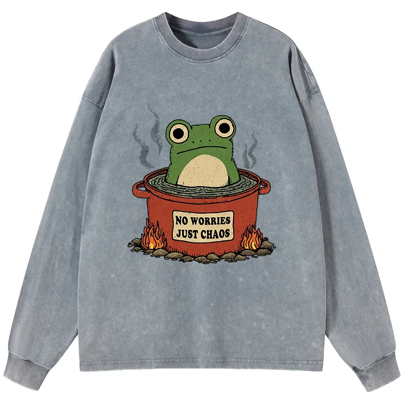 Tokyo-Tiger Frog：No Worries，Just Chaos Washed Long Sleeve T-Shirt