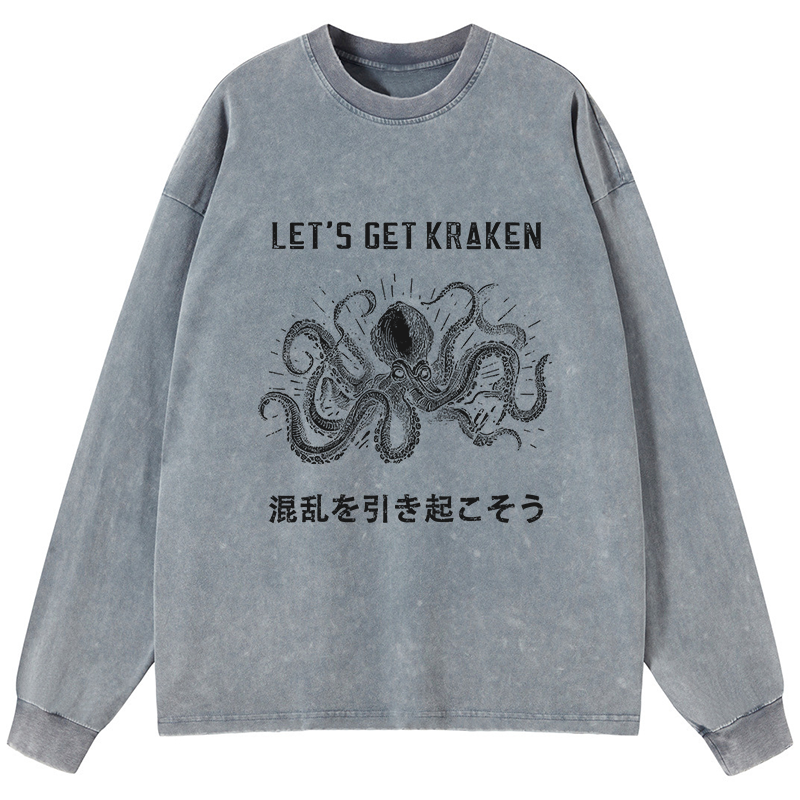 Tokyo-Tiger Funny Octopus：Let’s Get Kraken Washed Long Sleeve T-Shirt