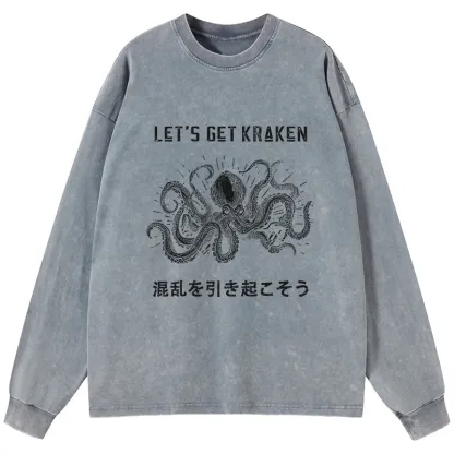 Tokyo-Tiger Funny Octopus：Let’s Get Kraken Washed Long Sleeve T-Shirt