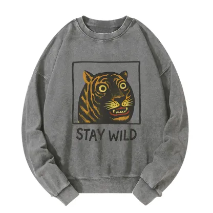 Tokyo-Tiger Silly And Cute Tiger Washed Sweatshirt