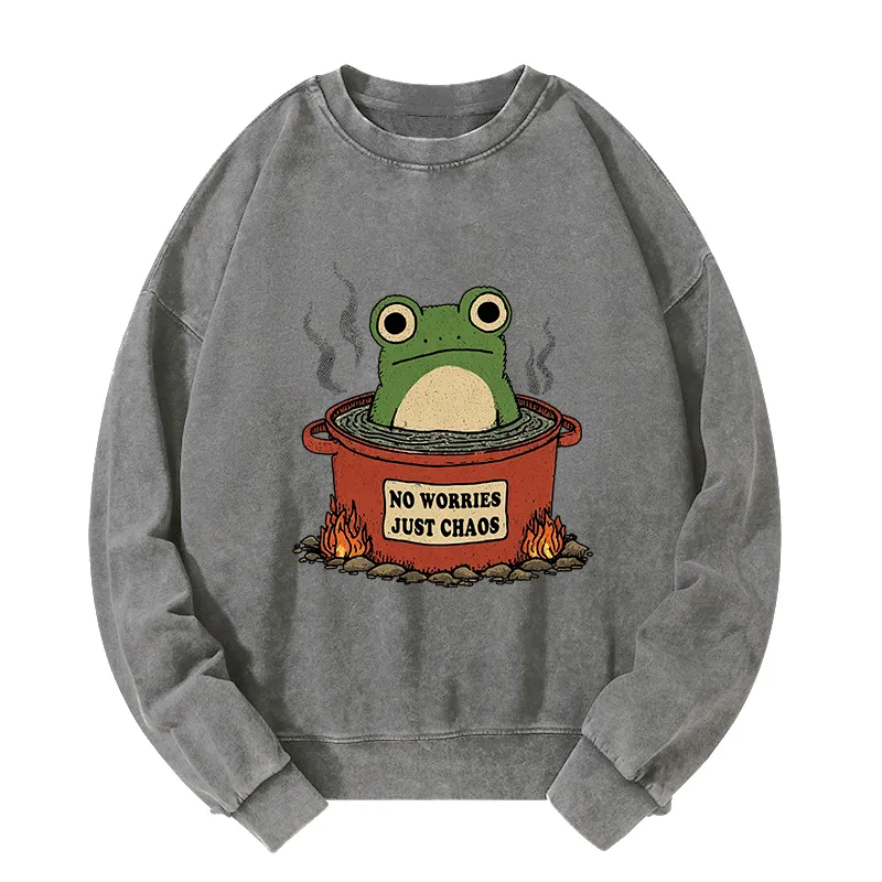 Tokyo-Tiger Frog：No Worries，Just Chaos Washed Sweatshirt