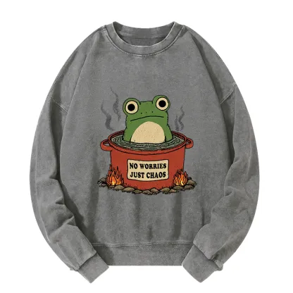 Tokyo-Tiger Frog：No Worries，Just Chaos Washed Sweatshirt