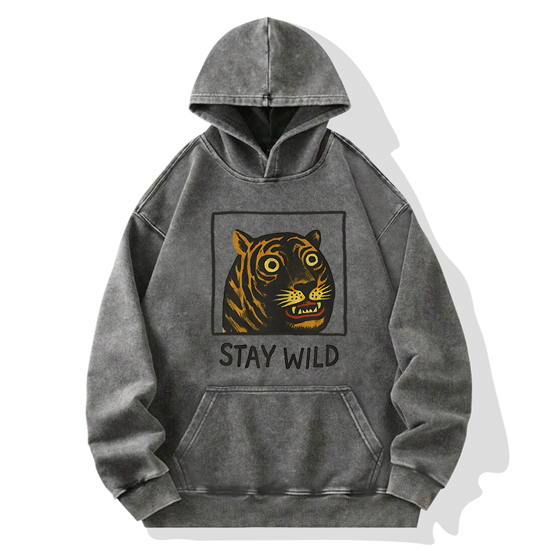 Tokyo-Tiger Silly And Cute Tiger Washed Hoodie