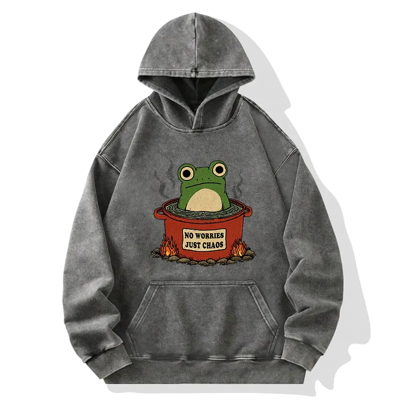 Tokyo-Tiger Frog：No Worries，Just Chaos Washed Hoodie