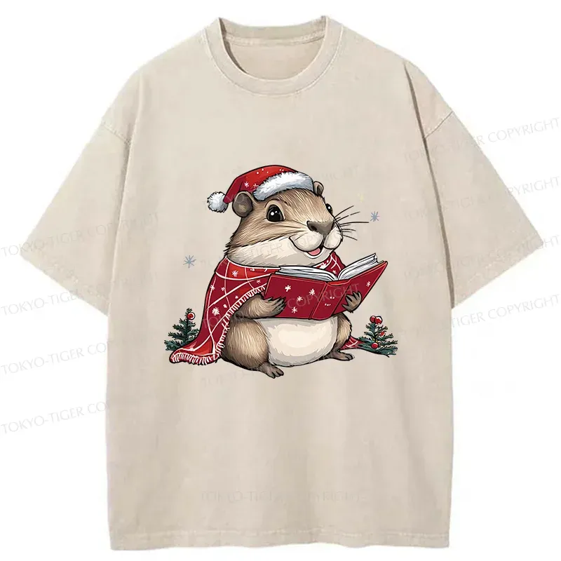 Tokyo-Tiger Christmas Hamster Washed T-Shirt