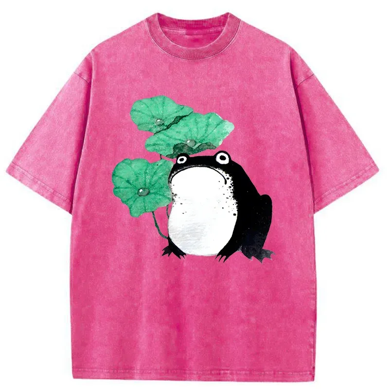 Tokyo-Tiger Lotus Leaf And Frog Washed T-Shirt