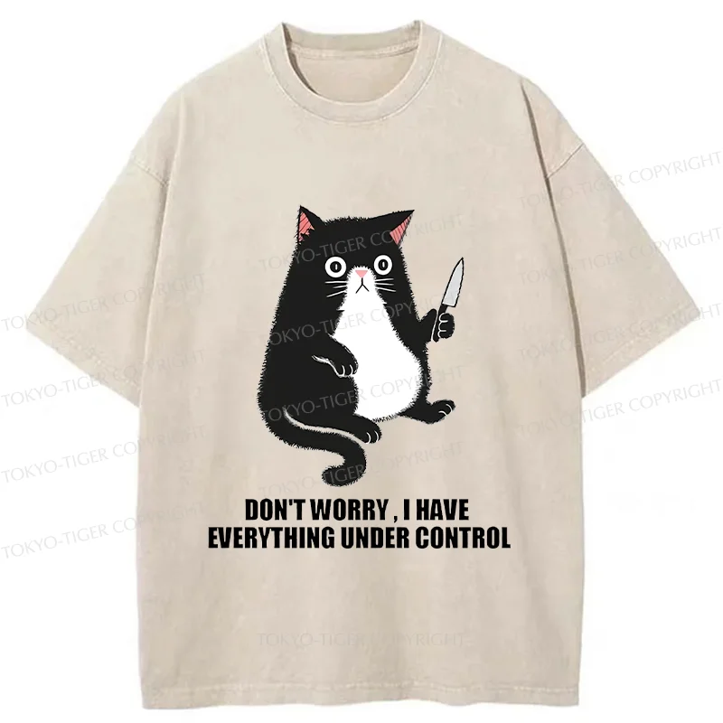 Tokyo-Tiger Cat Said Don't Worry Washed T-Shirt
