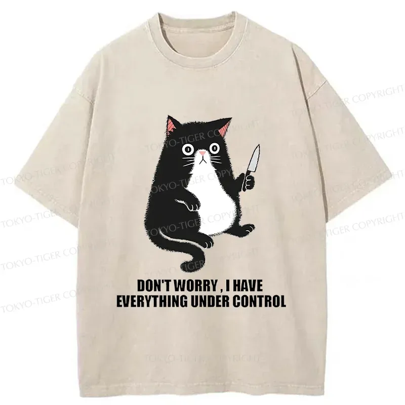 Tokyo-Tiger Cat Said Don't Worry Washed T-Shirt
