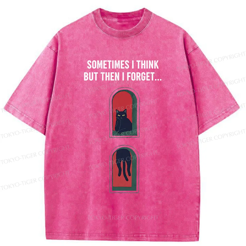 Tokyo-Tiger Thinking Black Cat Washed T-Shirt