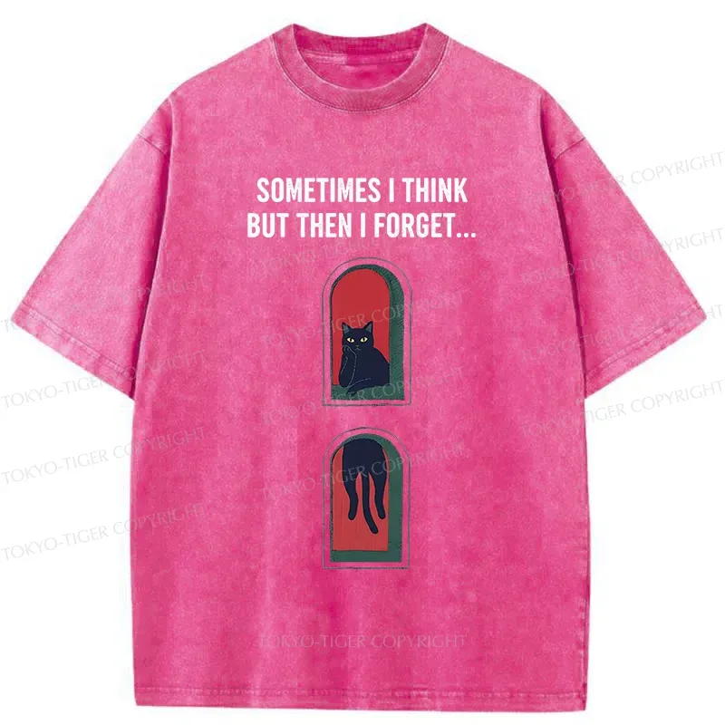 Tokyo-Tiger Thinking Black Cat Washed T-Shirt