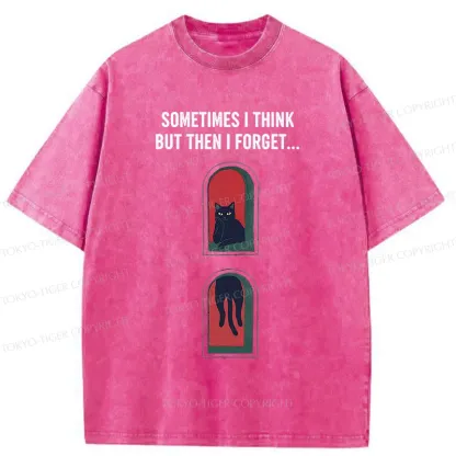 Tokyo-Tiger Thinking Black Cat Washed T-Shirt