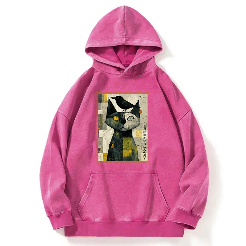 Tokyo-Tiger The Cat And The Crow Are Planning To Rule The World Washed Hoodie