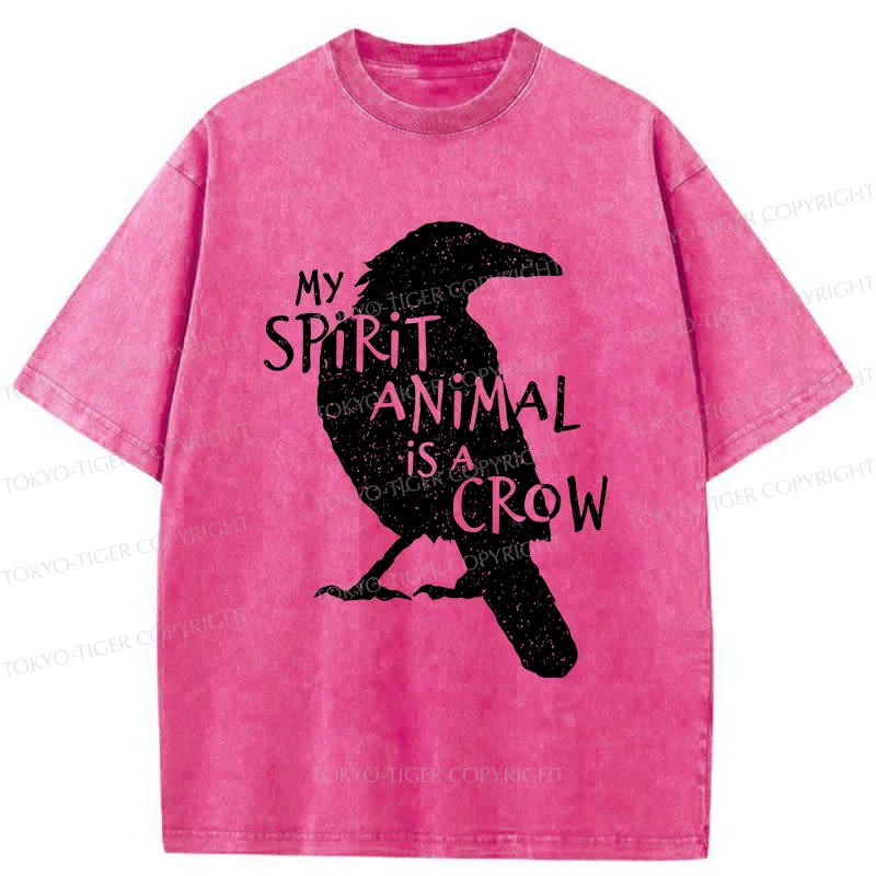 Tokyo-Tiger Crow Funny Washed T-Shirt