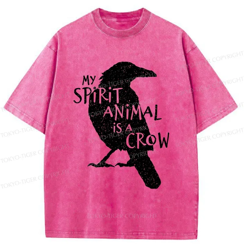 Tokyo-Tiger Crow Funny Washed T-Shirt
