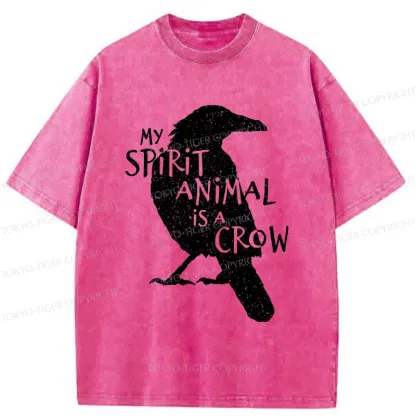 Tokyo-Tiger Crow Funny Washed T-Shirt