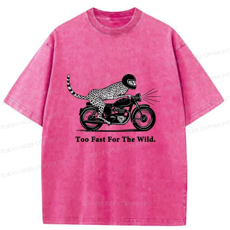 Tokyo-Tiger Cheetah Riding A Motorcycle Washed T-Shirt