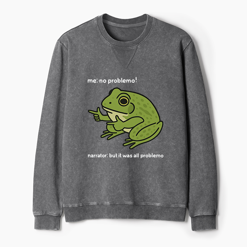 Tokyo-Tiger Stupid Frog Meme Washed Terry Sweatshirt