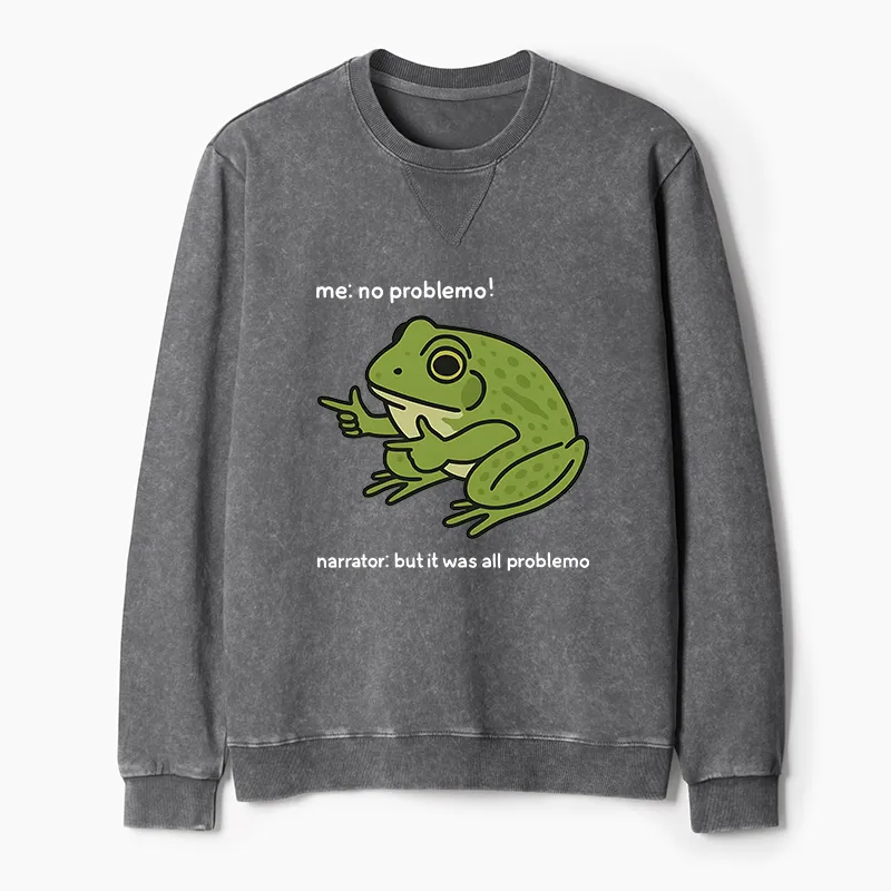 Tokyo-Tiger Stupid Frog Meme Washed Terry Sweatshirt