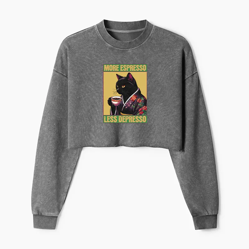 Tokyo-Tiger Up Caffeine Down Depression Washed Crop Sweatshirt