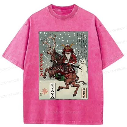 Tokyo-Tiger Ukiyo-e Santa Claus Washed T-Shirt