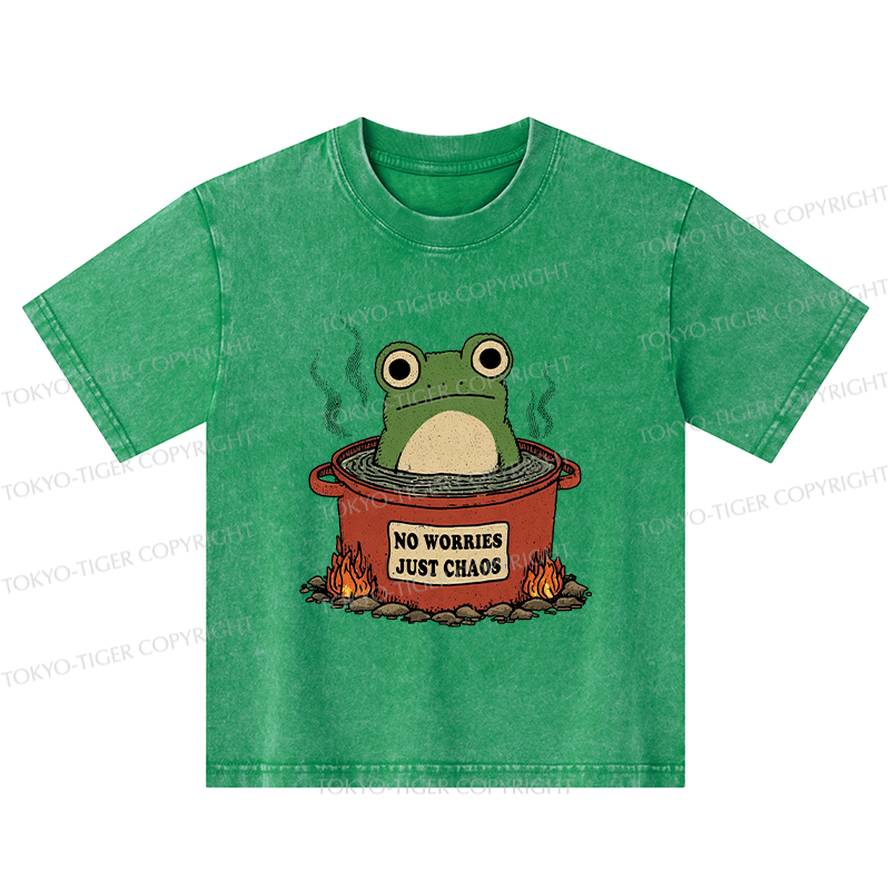 Tokyo-Tiger Frog：No Worries，Just Chaos Kids Washed T-Shirt