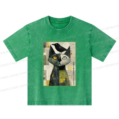 Tokyo-Tiger The Cat And The Crow Are Planning To Rule The World Kids Washed T-Shirt