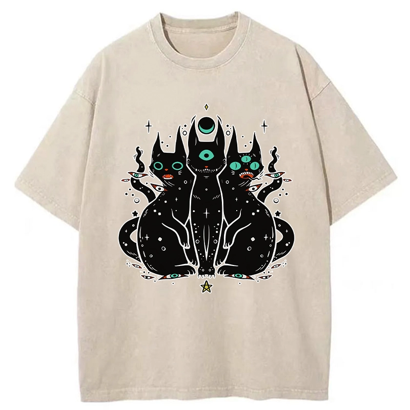 Tokyo-Tiger Mystic Cat Trinity Washed T-Shirt
