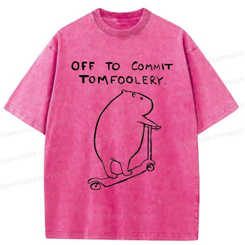 Tokyo-Tiger Capybara Is Ready To Do Something Bad Washed T-Shirt