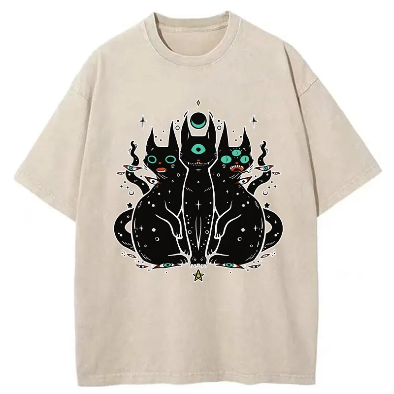 Tokyo-Tiger Mystic Cat Trinity Washed T-Shirt