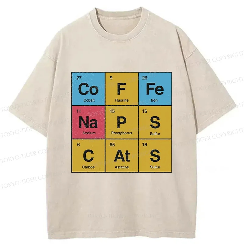 Tokyo-Tiger Table Of Daily Life Elements Washed T-Shirt