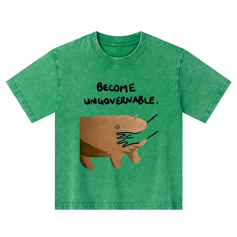 Tokyo-Tiger Moo Deng Bites Someone's Arm Kids Washed T-Shirt