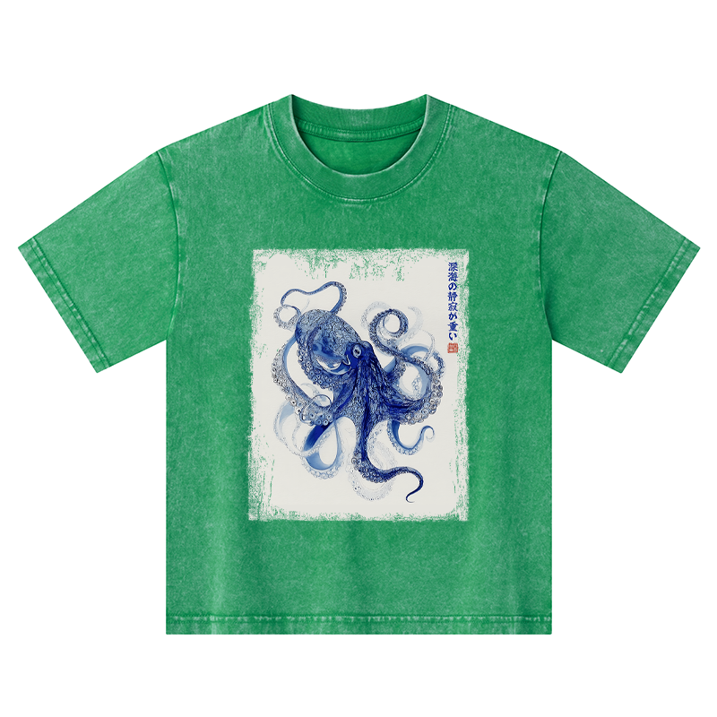 Tokyo-Tiger In The Deep: The Octopus’s Journey Kids Washed T-Shirt
