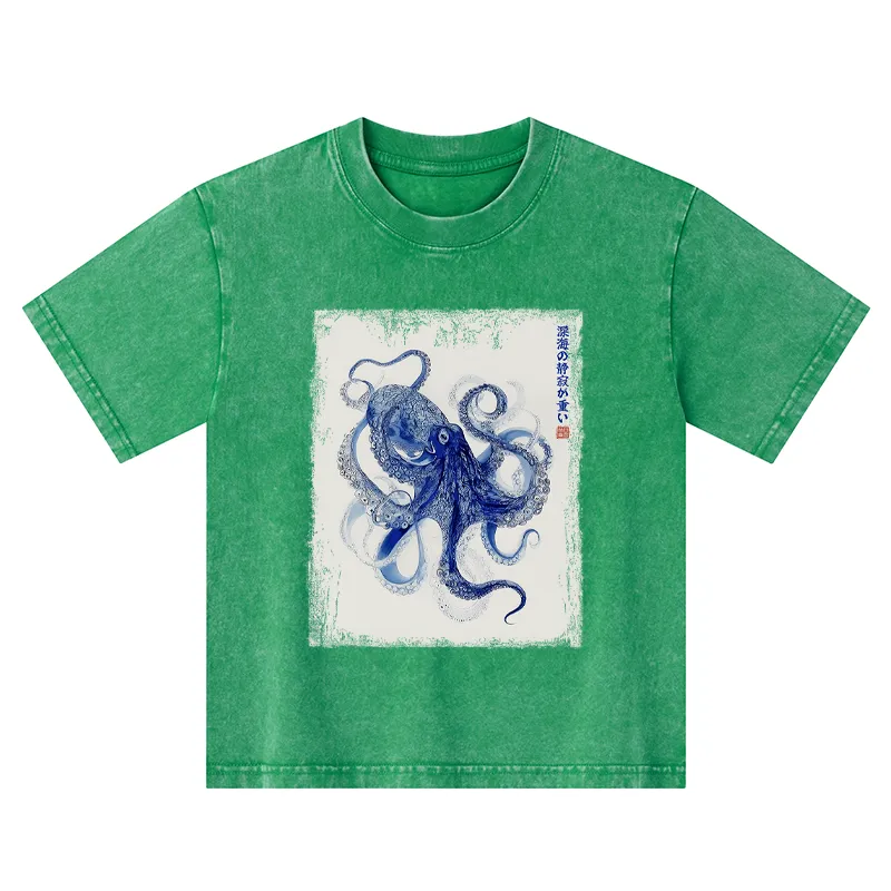 Tokyo-Tiger In The Deep: The Octopus’s Journey Kids Washed T-Shirt