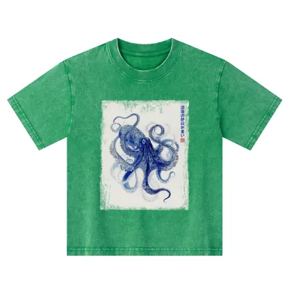 Tokyo-Tiger In The Deep: The Octopus’s Journey Kids Washed T-Shirt