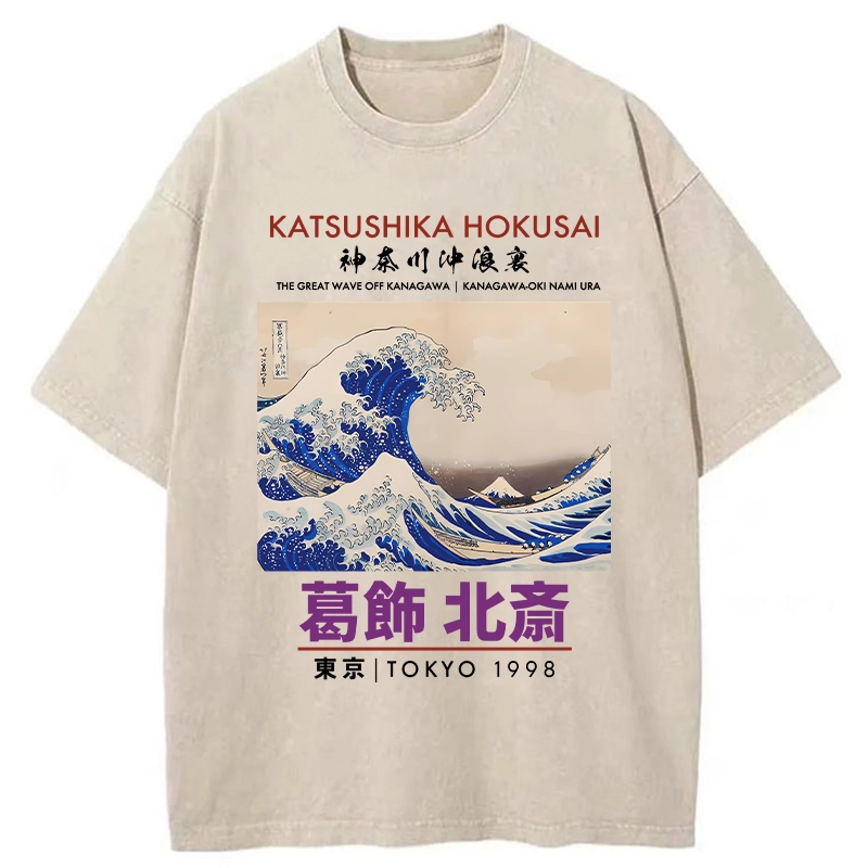 Tokyo-Tiger Katsushika Hokusai Japan Washed T-Shirt