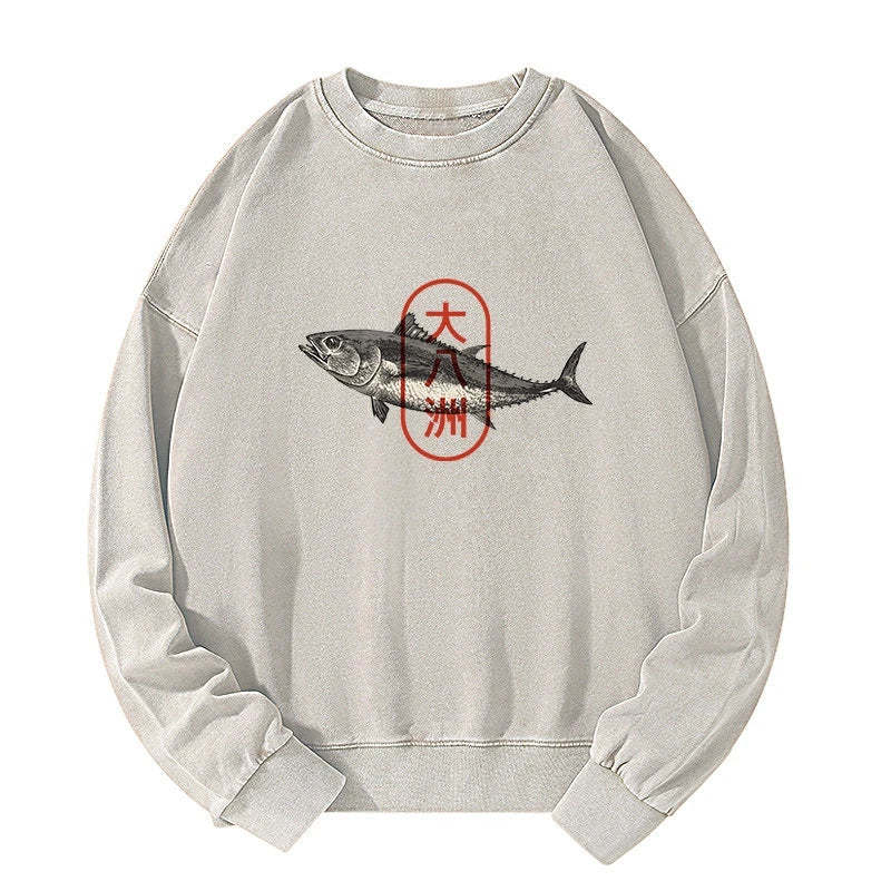 Tokyo-Tiger Oyashima Sushi Logo Washed Sweatshirt Sale